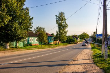 Borovsk, Rusya - Eylül 2017: Kent sokakları ve evleri, Borovsk, tarihi binalar