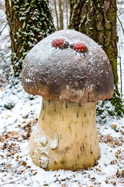 Sculptures Mushrooms Park Winter — Stock Photo, Image