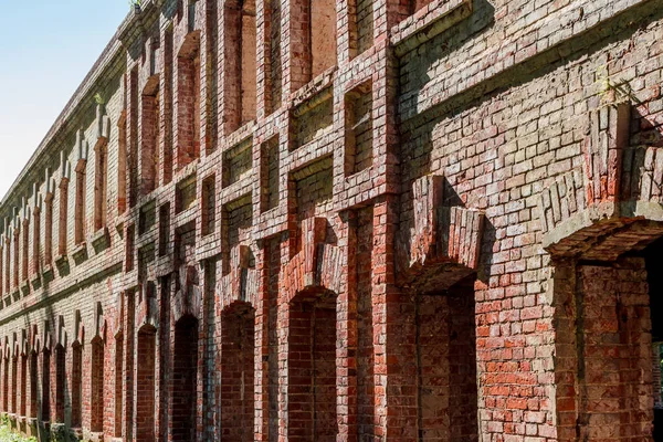 Yüzyılın Başlarındaki Fabrikanın Tuğla Binasının Duvarları — Stok fotoğraf