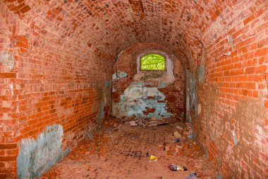 Terk edilmiş bir evin bodrumunda bir oda. Malikane Stepanovskoe-Pavlishchevo 19. Pavlishchev-Bor, Kaluzhskiy region, Rusya Federasyonu