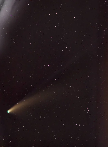 Cometa Neowise 2020 Con Coda Sullo Sfondo Dello Spazio Osservazione — Foto Stock