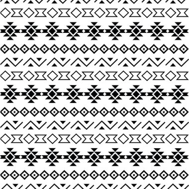 Dikişsiz desen beyaz arka plan üzerinde siyah kabile. Bana dekor projeleri. Dikişsiz desen beyaz arka plan üzerinde siyah kabile. Sabit, ürün paketleme, moda ve ev dekor projeler için mükemmel.