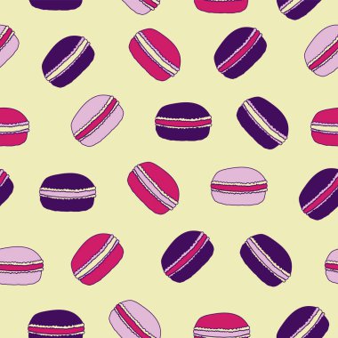Sarı Macaroons Dikişsiz desen arka plan.