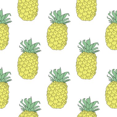 Sarı ananas Summery dikişsiz desen arka plan. 