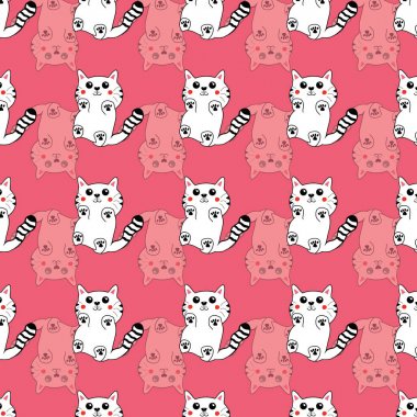 El çizilmiş sevimli kedi yavruları desen arka plan.