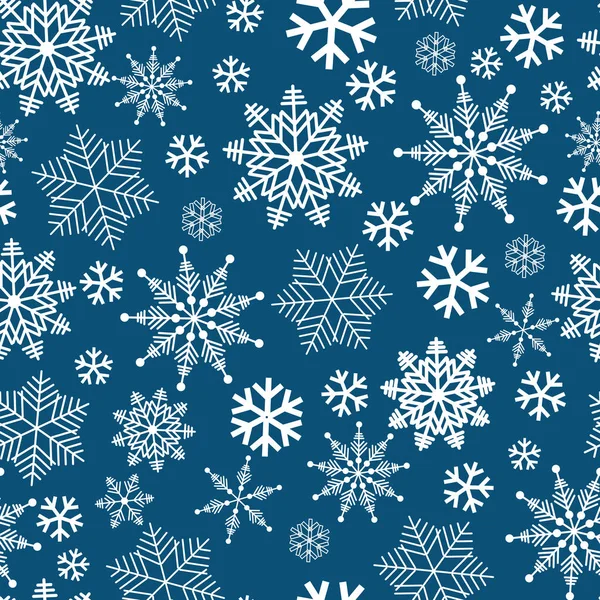 Hiver pays des merveilles cristal de flocon de neige blanc délicat sur un fond bleu — Image vectorielle