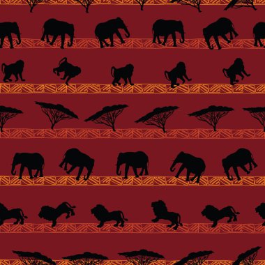 Beautiful hand drawn African animals seamless pattern background vector