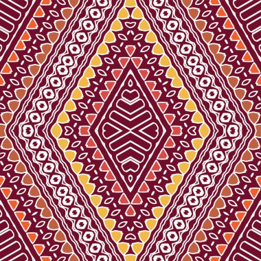 Güzel renkli kabile esinlenilmiş geometrik vektör desenli arkaplan.