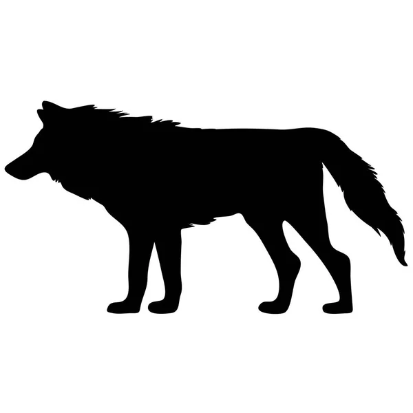 Black and white vector silhouette of wolf. Animal illustration — Stock Vector
