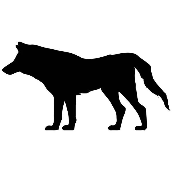 Siyah ve beyaz vektör siluet bir kurt. Hayvan illüstrasyon — Stok Vektör