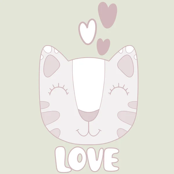 Cute Positive Cartoon Cat Phrase Vector Kids — Stockvector