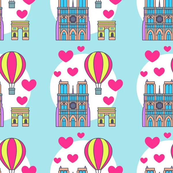 France cartoon travel vector map, French symbols and other, decorative poster flat style for design tourism