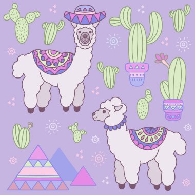 Alpaka ile çizilmiş öğeleri el