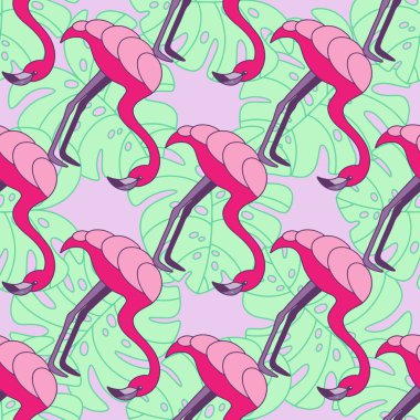 Sorunsuz vektör Flamingo desen