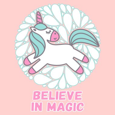 Sevimli çizgi tek boynuzlu at ifade vektör ile