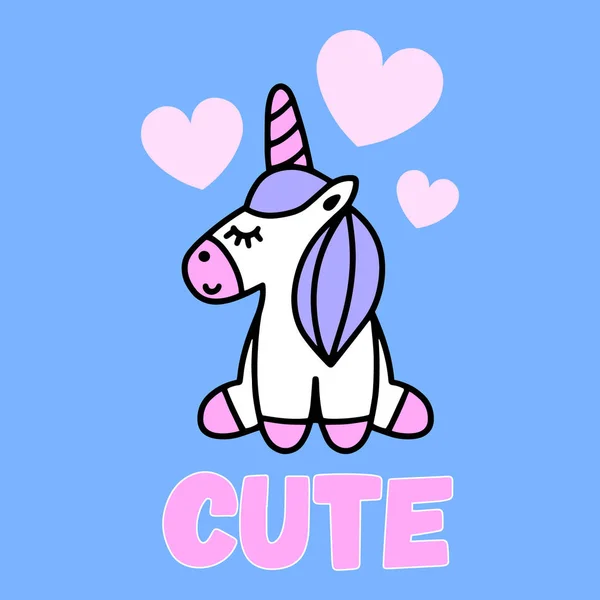 Carino Unicorno Cartone Animato Con Frase Vettore — Vettoriale Stock