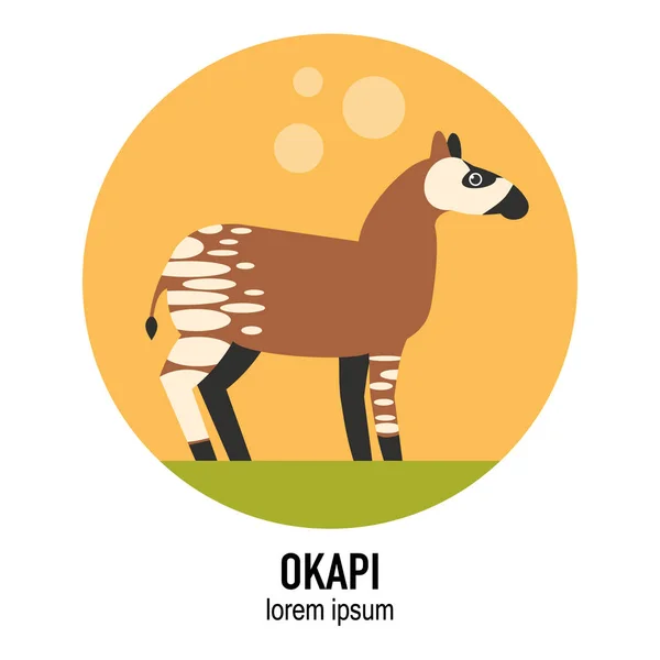 Okapi Platte Dierlijke Vectorillustratie — Stockvector