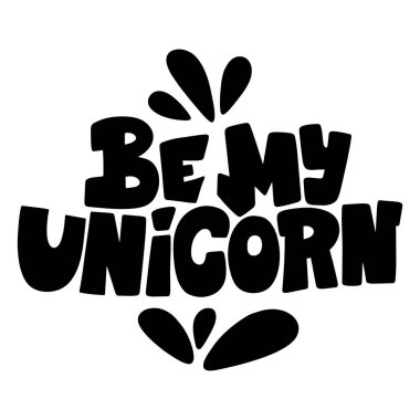 Tek boynuzlu atlar hakkında handdrawn yazı