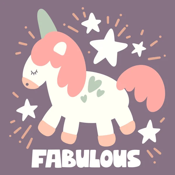 Lindo Unicornio Dibujos Animados Con Frase Vector — Archivo Imágenes Vectoriales