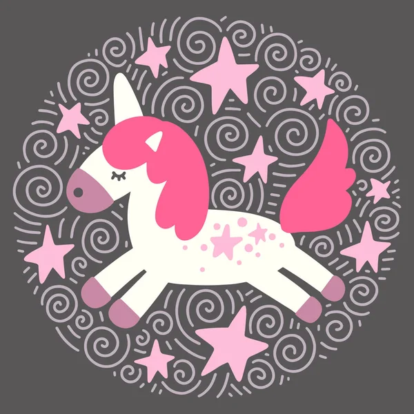 Lindo Unicornio Dibujos Animados Vector — Archivo Imágenes Vectoriales