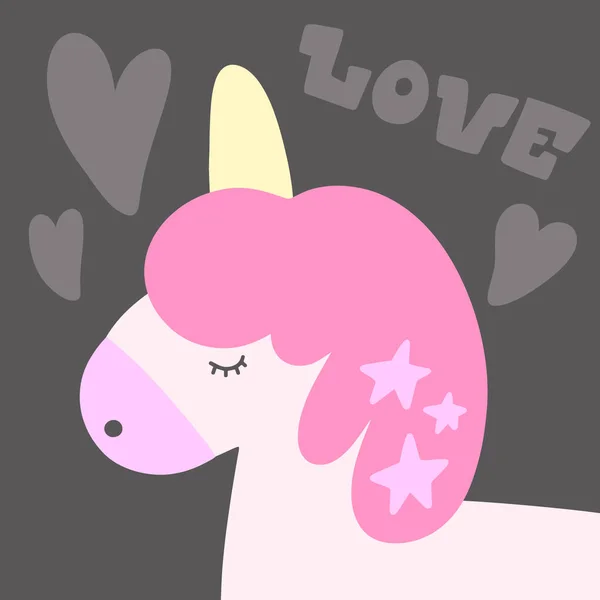 Mignon Dessin Animé Licorne Avec Phrase Dans Vecteur — Image vectorielle