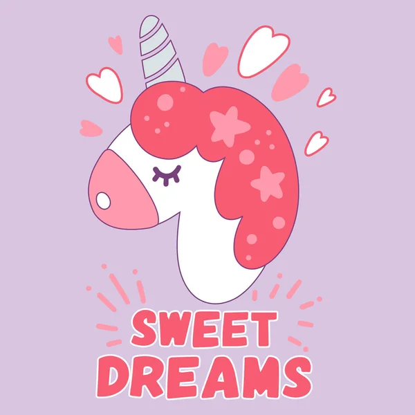 Lindo Unicornio Dibujos Animados Con Frase Vector — Vector de stock