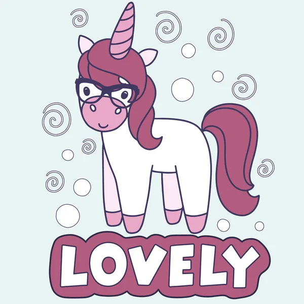 Mignon Dessin Animé Licorne Avec Phrase Dans Vecteur — Image vectorielle