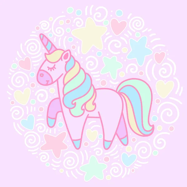 Lindo Unicornio Dibujos Animados Vector — Vector de stock