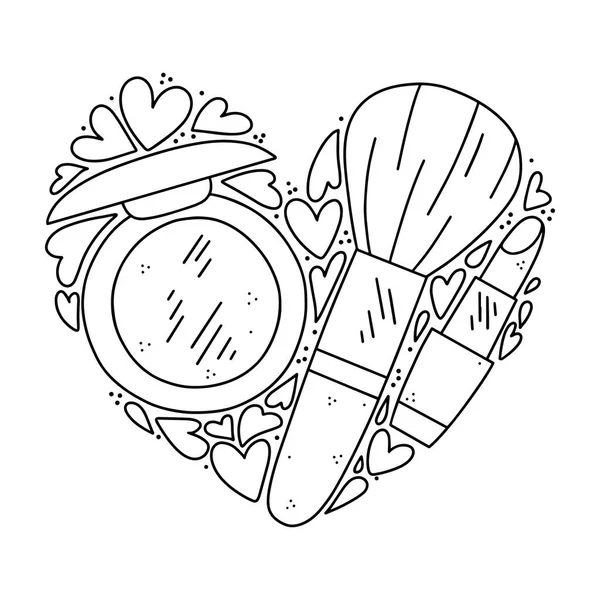 Διάνυσμα Χέρι Συρμένη Απεικόνιση Των Καλλυντικών Σχήμα Καρδιάς Σχεδιασμός Αφισών — Διανυσματικό Αρχείο