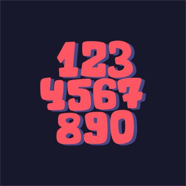 Sayılar için tasarım, afiş veya davetiye. El çekilmiş sayılar vektörde yapımı dizi