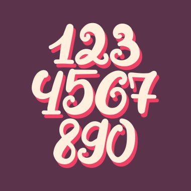 Sayılar için tasarım, afiş veya davetiye. El çekilmiş sayılar vektörde yapımı dizi
