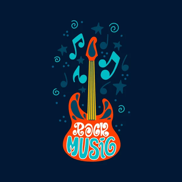 Handdrawn Illustration Music Lettering Illustrations Musical Instruments Inglés Diseño Póster — Vector de stock