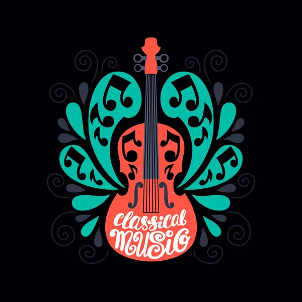 Handdrawn Illustration Music Lettering Illustrations Musical Instruments Inglés Diseño Póster — Archivo Imágenes Vectoriales