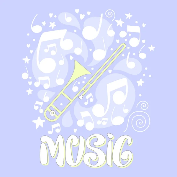 Handdrawn Illustration Music Lettering Illustrations Musical Instruments Inglés Diseño Póster — Vector de stock