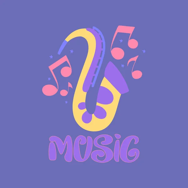 Handgetekende Illustratie Muziek Belettering Illustraties Van Muziekinstrumenten Poster Shirt Ontwerp — Stockvector