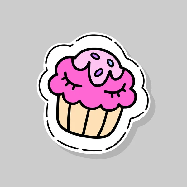 Cupcake Isolerade Vektorillustration Design För Broderi Klistermärke Eller Pin Kod — Stock vektor