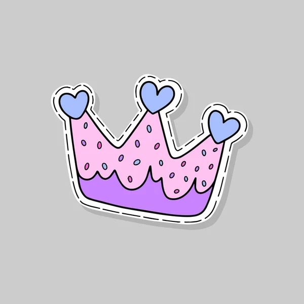 Crown Isolated Vector Illustration Design Embroidery Sticker Pin — Stock Vector