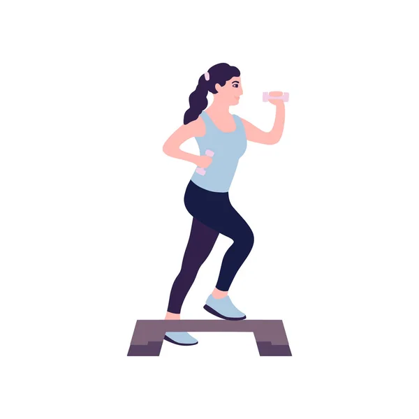 Ilustração Jovem Realizando Exercícios Isolados Fundo Claro Ilustração Vetorial Plana — Vetor de Stock