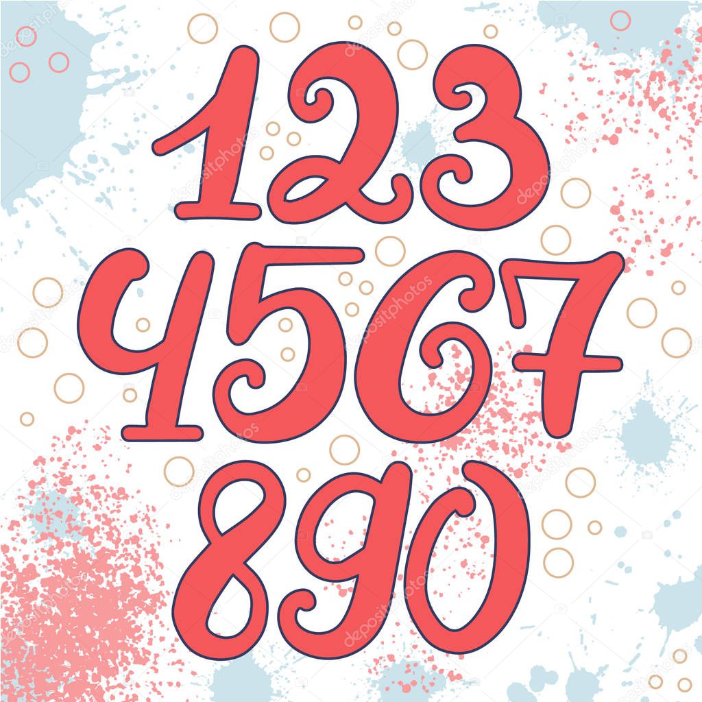 Numerals for your design, banners or invitations. Set of hand drawn numerals made in vector
