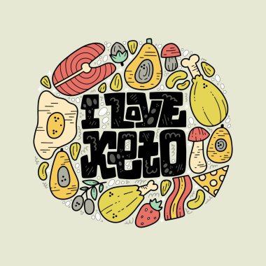Vektör çizim Keto diyet el çekilmiş