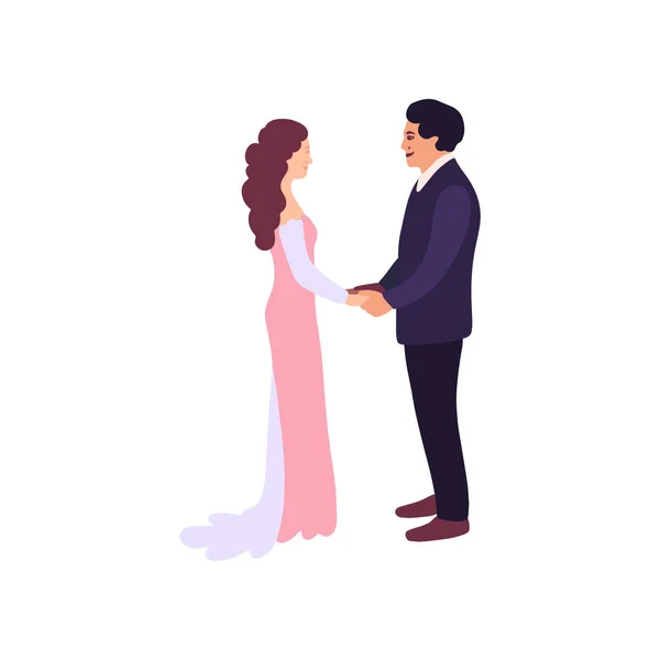 Ilustración Estilo Plano Con Novia Novio — Archivo Imágenes Vectoriales