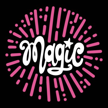 El yazısı stili yazı tipi Magic, metni kartı, poster, tişört yazı yazdırma