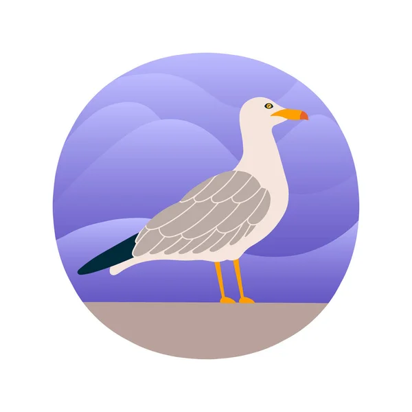 Vektorillustration Der Möwe Flachen Stil Atlantischer Seevogel Cartoon Stil — Stockvektor