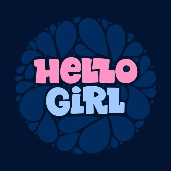 Police Style Manuscrit Hello Girl Carte Texte Poster Lettrage Shirt — Image vectorielle