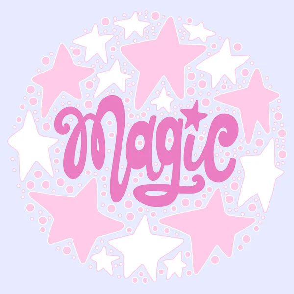Polices Style Écrit Main Magie Carte Texte Affiche Lettrage Shirt — Image vectorielle