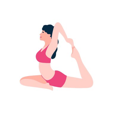 Yoga poz vektör çizim genç kadın