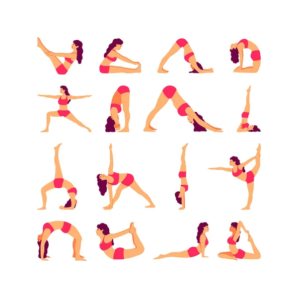 Des Jeunes Femmes Posture Yoga Illustration Vectorielle — Image vectorielle