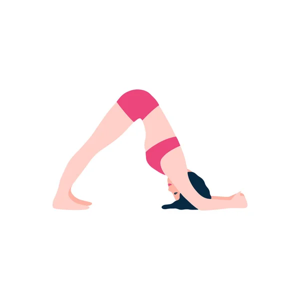 Jonge Vrouw Yoga Pos Vectorillustratie — Stockvector