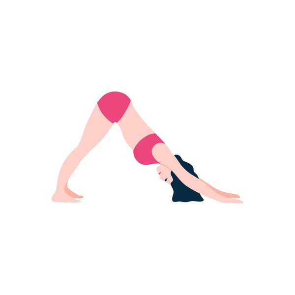 Jonge Vrouw Yoga Pos Vectorillustratie — Stockvector