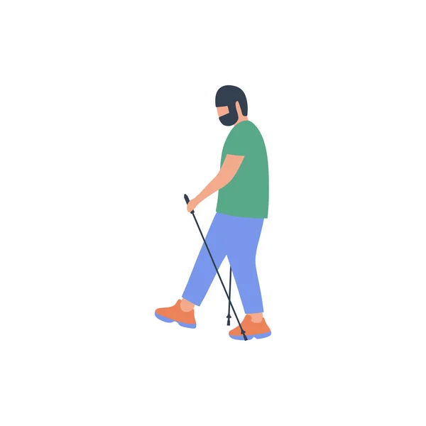Hombre Nórdico Caminando Aislado Sobre Fondo Claro Ilustración Vector Plano — Vector de stock